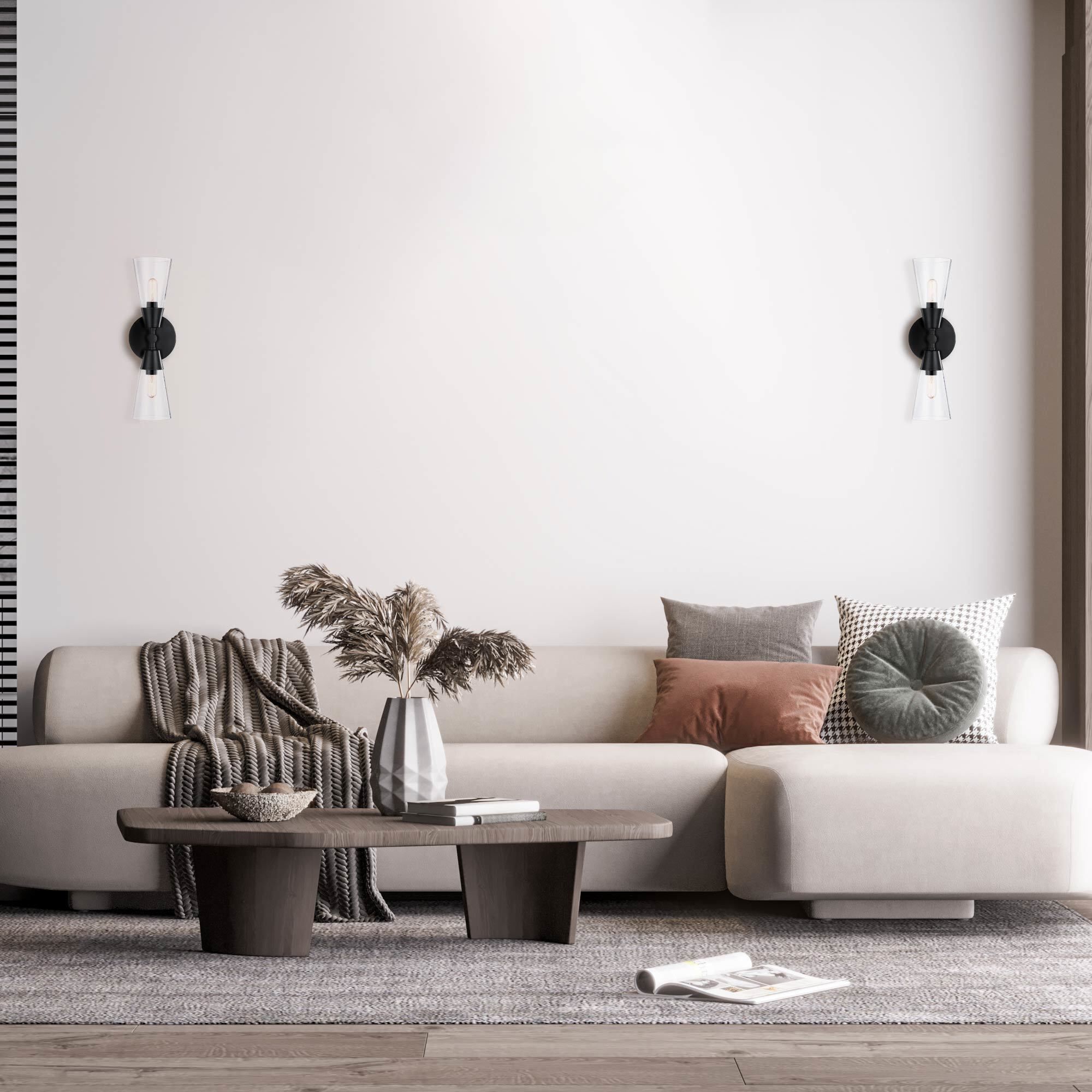 Norro 2 Light 16.75 inch Matte Black Wall Sconce Wall Light