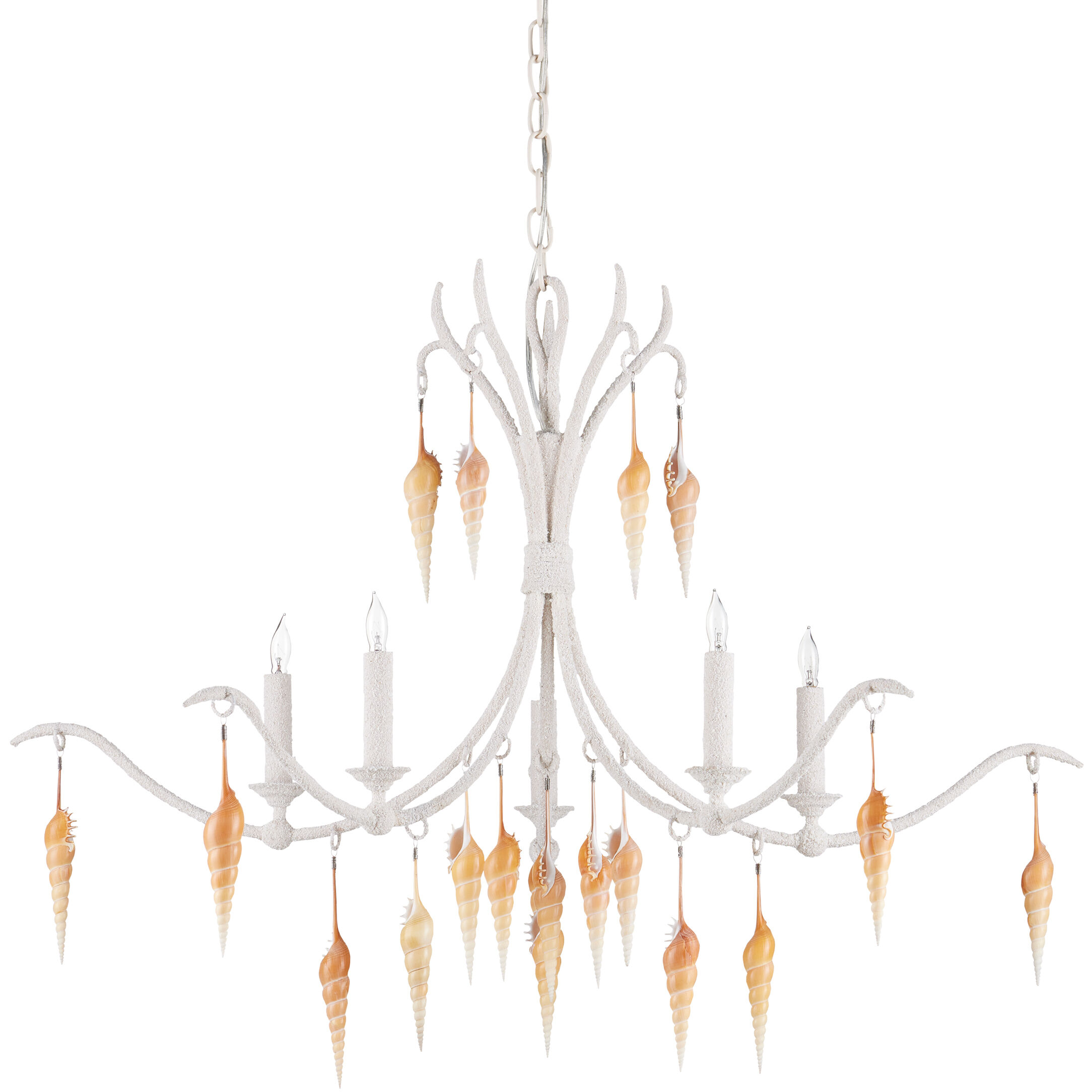 Arcachon 5 Light 39 inch Crushed Shell and Natural with Vanilla Chandelier Ceiling Light