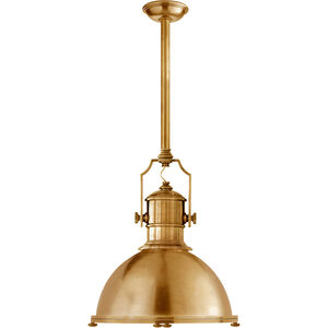 Chapman & Myers Country Industrial 1 Light 19.5 inch Antique-Burnished Brass Pendant Ceiling Light, Large