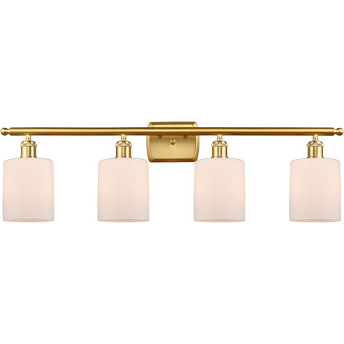 Ballston Cobbleskill LED 36 inch Satin Gold Bath Vanity Light Wall Light in Matte White Glass, Ballston