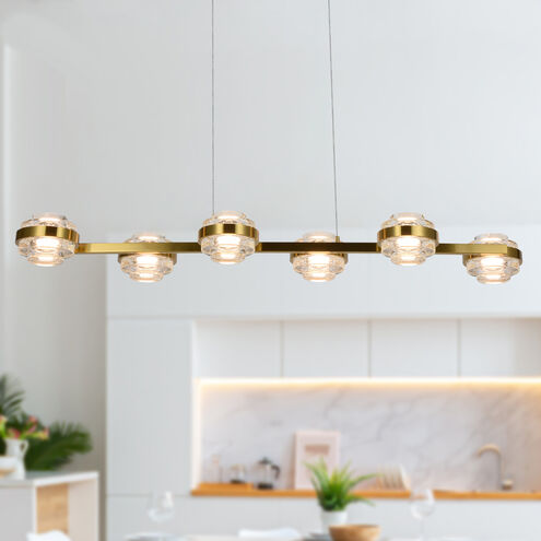 Milano Series Linear Chandelier Ceiling Light in Antique Brass, Artisan Collection