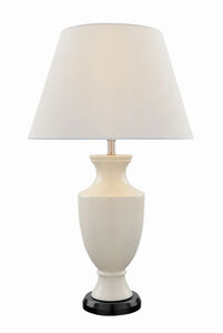 Lite Source Pesach 1 Light Table Lamp in Ivory with Off-White Fabric Shade LS-21428IVY