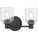 Vessair 2 Light 14 inch Matte Black Bathroom Vanity Light Wall Light