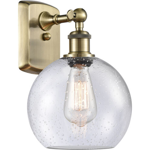 Ballston Athens 1 Light 8 inch Antique Brass Sconce Wall Light in Incandescent, Seedy Glass, Ballston