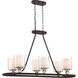 Studio 5 6 Light 38 inch Painted Bronze/Natural Brush Island Light Ceiling Light