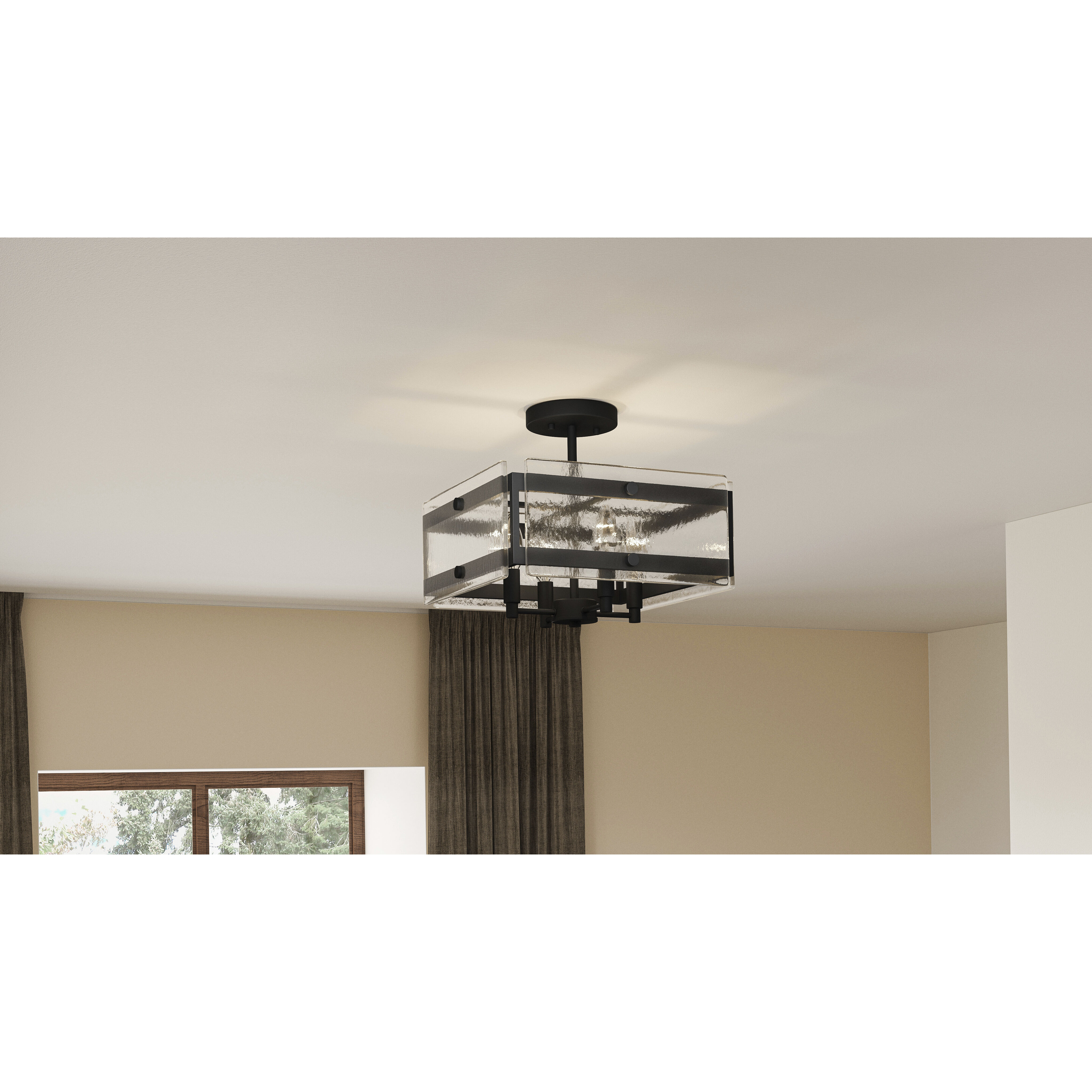 Lancer 4 Light 15 inch Earth Black Semi-Flush Mount Ceiling Light