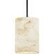 Alabaster Rocks LED 4 inch Antique Brass Pendant Ceiling Light in 700 Lm LED, Rigid Stem Kit, Cylinder with Flat Rim