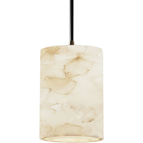 Alabaster Rocks LED 4 inch Antique Brass Pendant Ceiling Light in 700 Lm LED, Rigid Stem Kit, Cylinder with Flat Rim