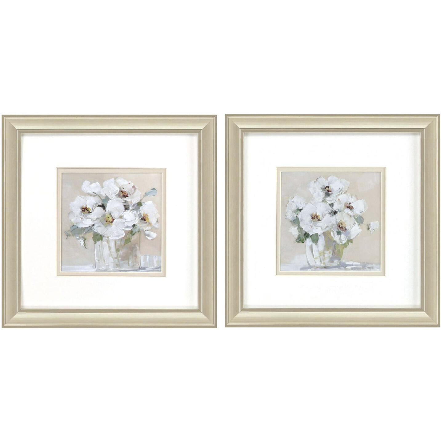 Florals Neutral and Green and Gray Framed Art, Propac
