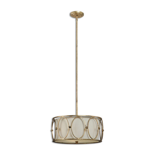 Ovala 3 Light 20 inch Antique Gold Leaf Pendant Ceiling Light