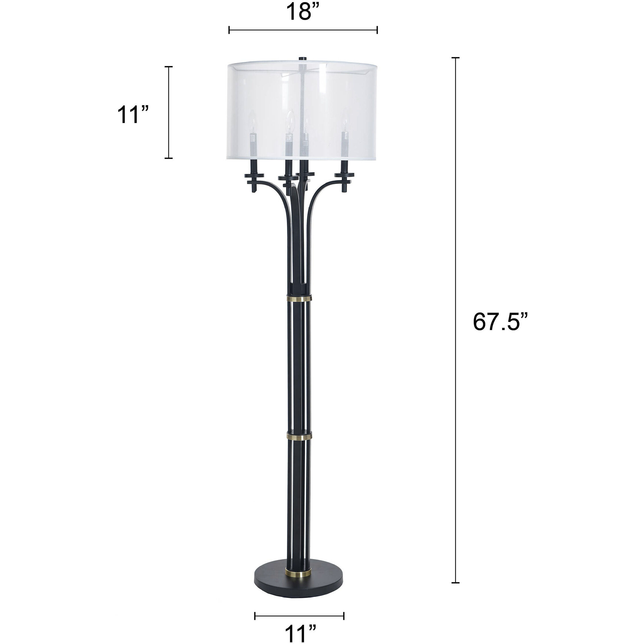 Bellamy 64.75 inch 15 watt Corcy Gold and Black and White Floor Lamp Portable Light