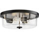 Fuller 3 Light 16 inch Black Flush Mount Ceiling Light in Clear