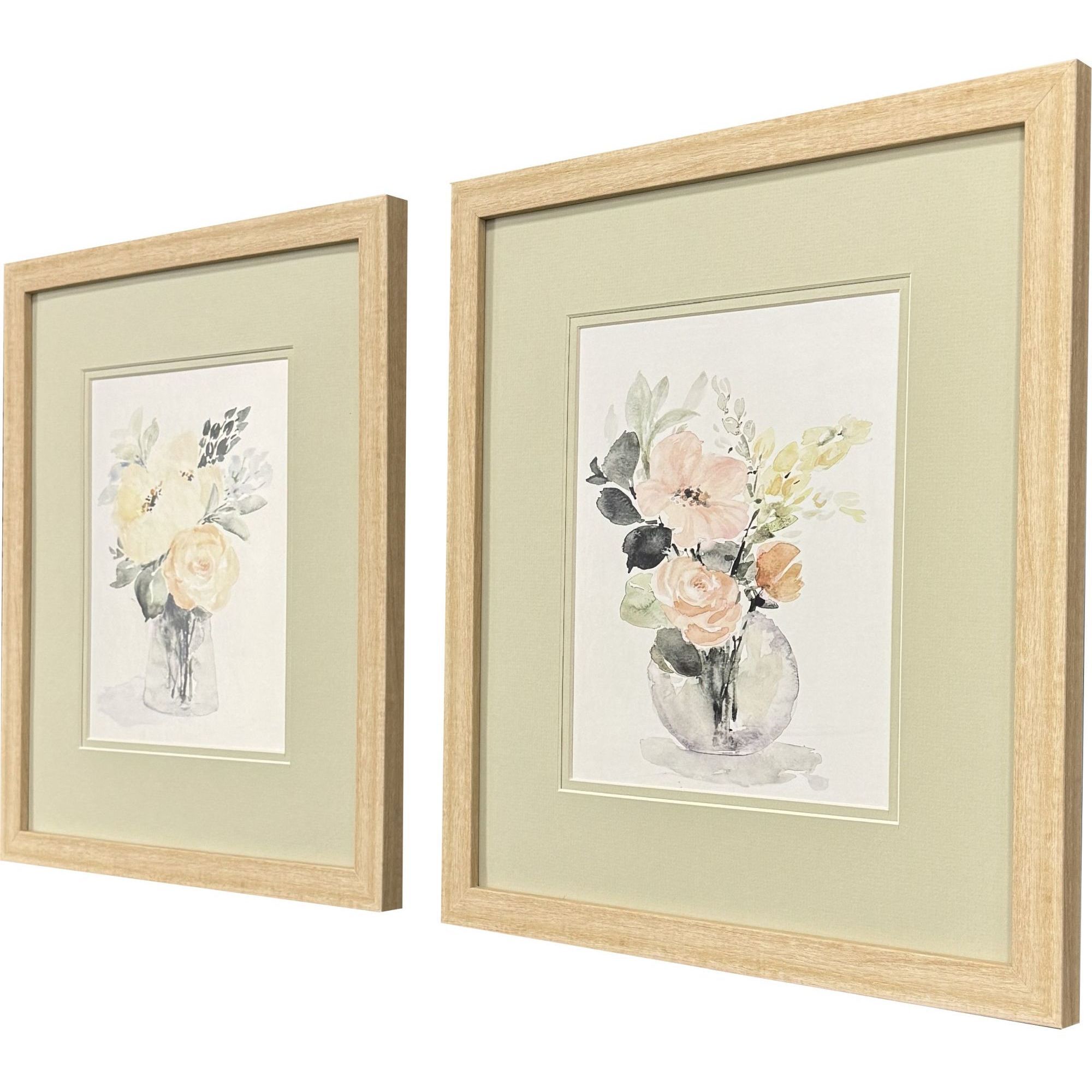 Creamy Blooms Pink and Green Framed Art, Propac