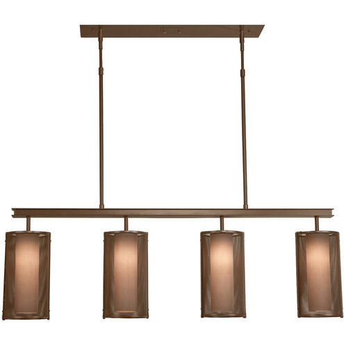 Uptown Mesh 4 Light 43.3 inch Flat Bronze Linear Pendant Ceiling Light in E26 Incandescent, Frosted