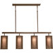 Uptown Mesh 4 Light 43.3 inch Flat Bronze Linear Pendant Ceiling Light in E26 Incandescent, Frosted
