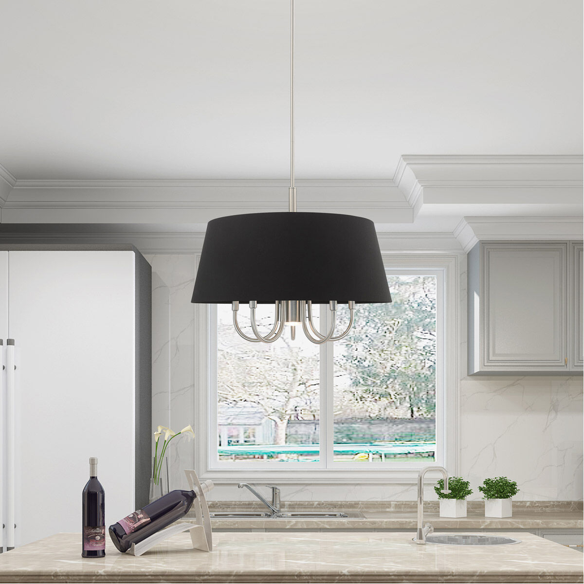 Belclaire 6 Light 24 inch Brushed Nickel Pendant Chandelier Ceiling Light