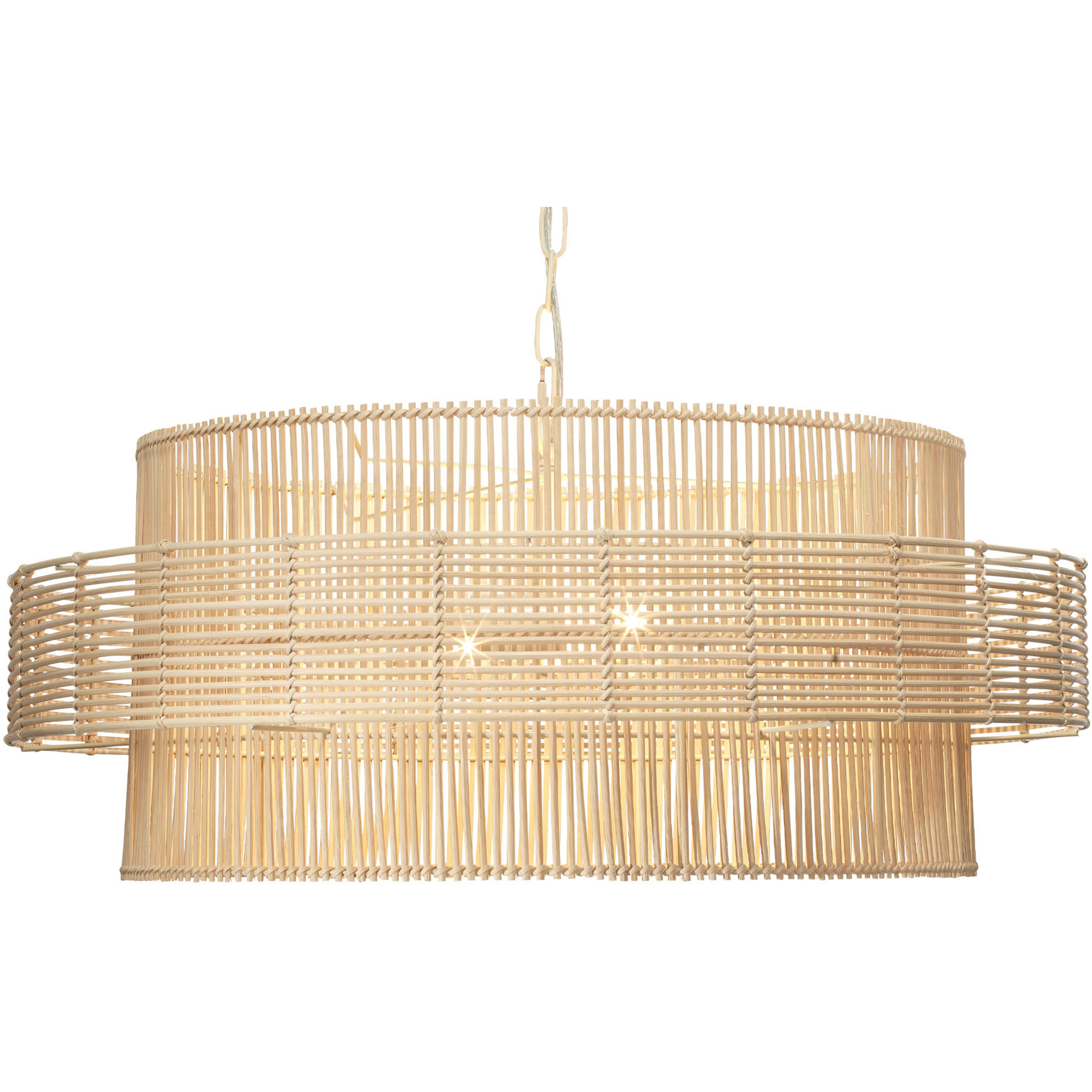 Concentric 2 Light 30 inch Natural Rattan Pendant Ceiling Light