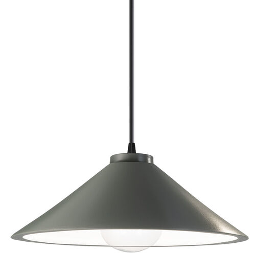 Radiance Collection LED 12 inch Pewter Green with Matte Black Pendant Ceiling Light