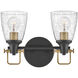 Easton 2 Light 14.5 inch Black with Heritage Brass Vanity Light Wall Light