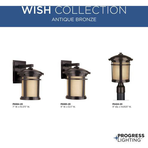 Wish 1 Light 13 inch Antique Bronze Outdoor Wall Lantern in Standard, Medium