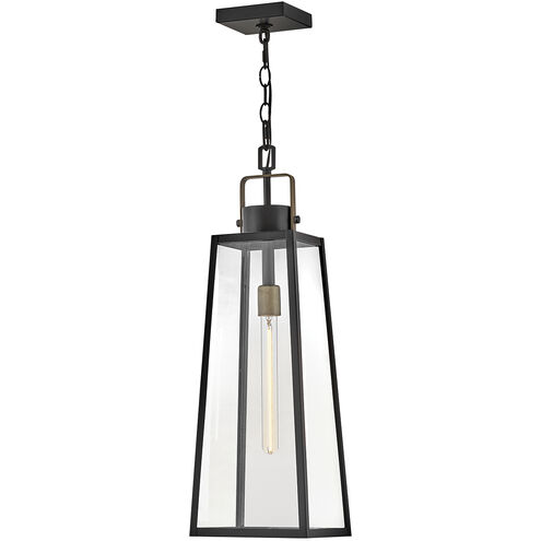 Hugh 1 Light 8.5 inch Black with Burnished Bronze Outdoor Hanging