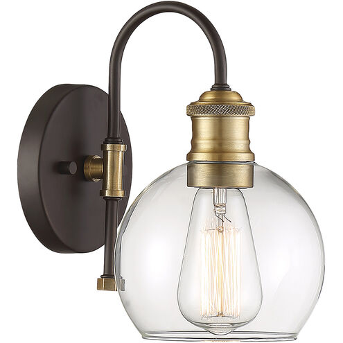 Farmhouse Outdoor Wall Lantern in Oil Rubbed Bronze with Natural Brass