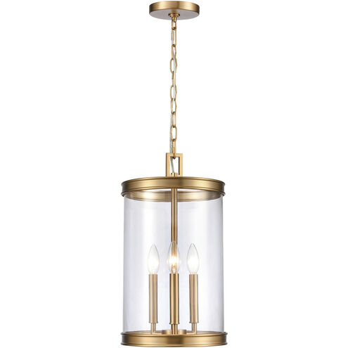 Mendoza 3 Light 10.25 inch Brushed Gold Pendant Ceiling Light