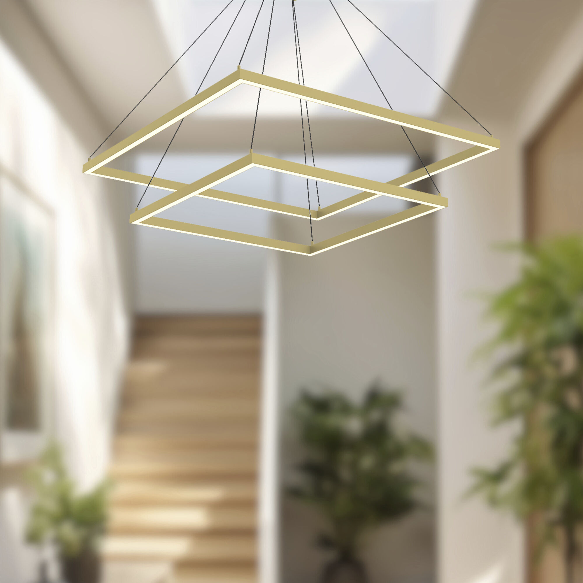 Piazza LED 31.5 inch Brushed Gold Chandelier Ceiling Light