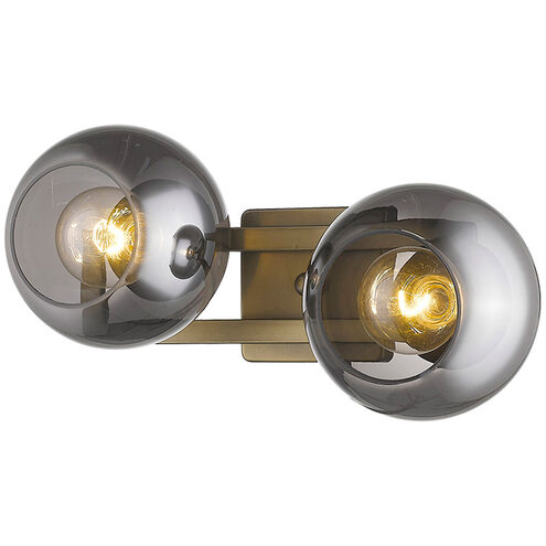 Lunette 2 Light 17 inch Aged Brass Sconce Wall Light