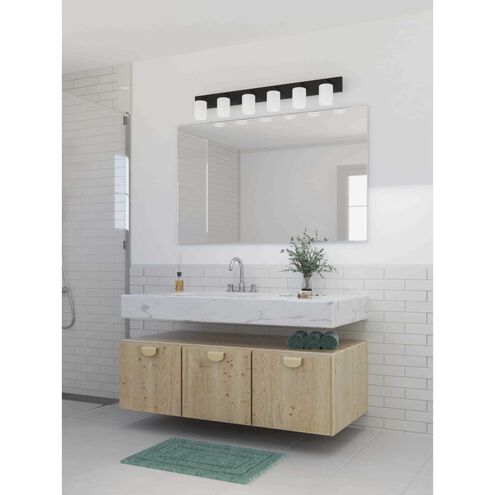 Merry 6 Light 48 inch Matte Black Bath Vanity Light Wall Light