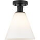 Edison Berkshire 1 Light 8 inch Matte Black Semi-Flush Mount Ceiling Light in Matte White Glass