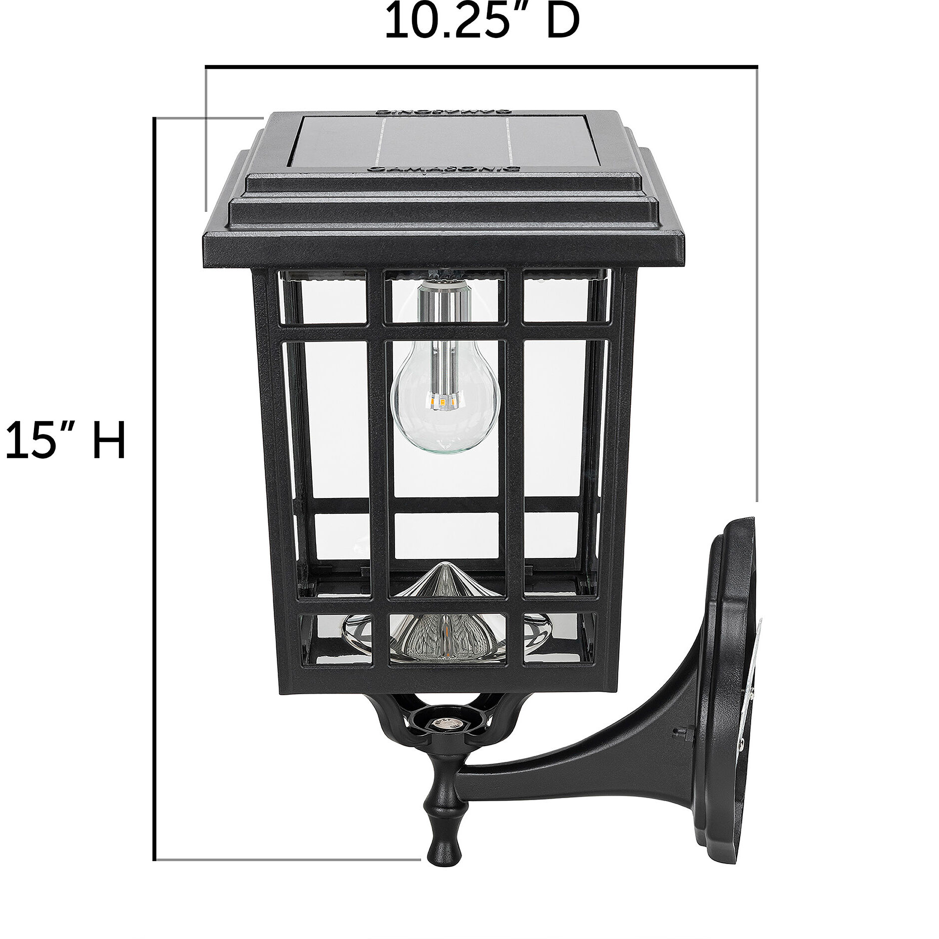 Grand Prairie 15.75 inch Black Solar Light