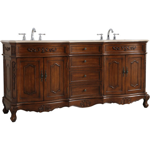 Danville 72 X 72 X 36 inch Teak and Antique Bronze Vanity Sink Set