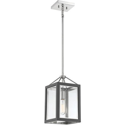 Champlin 1 Light 8 inch Gray with Polished Nickel Accents Pendant Ceiling Light in Gray/Polished Nickel