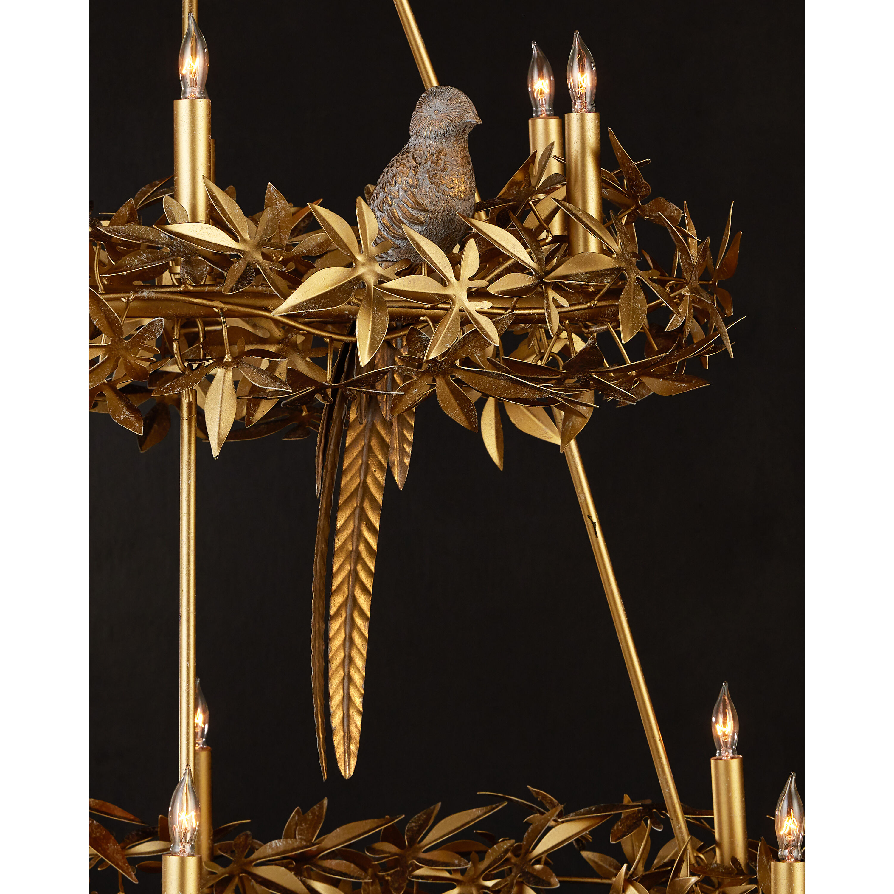 Aviary 12 Light 43.25 inch Swedish Gold Two-Tier Chandelier Ceiling Light