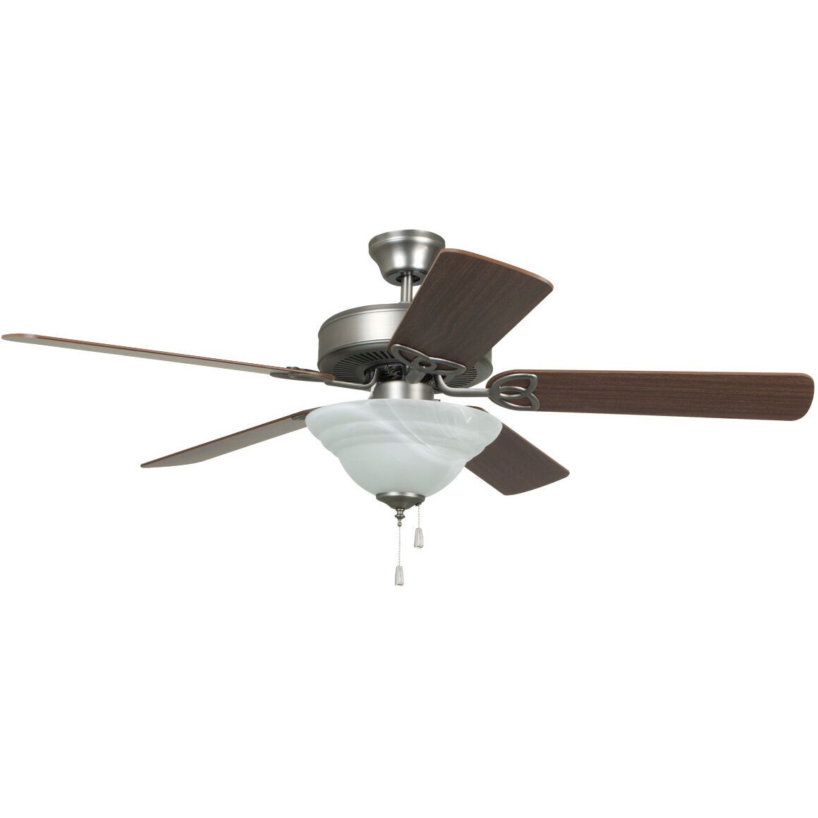 Builder Deluxe 52 inch Brushed Polished Nickel with Ash/Mahogany Blades Contractor Ceiling Fan