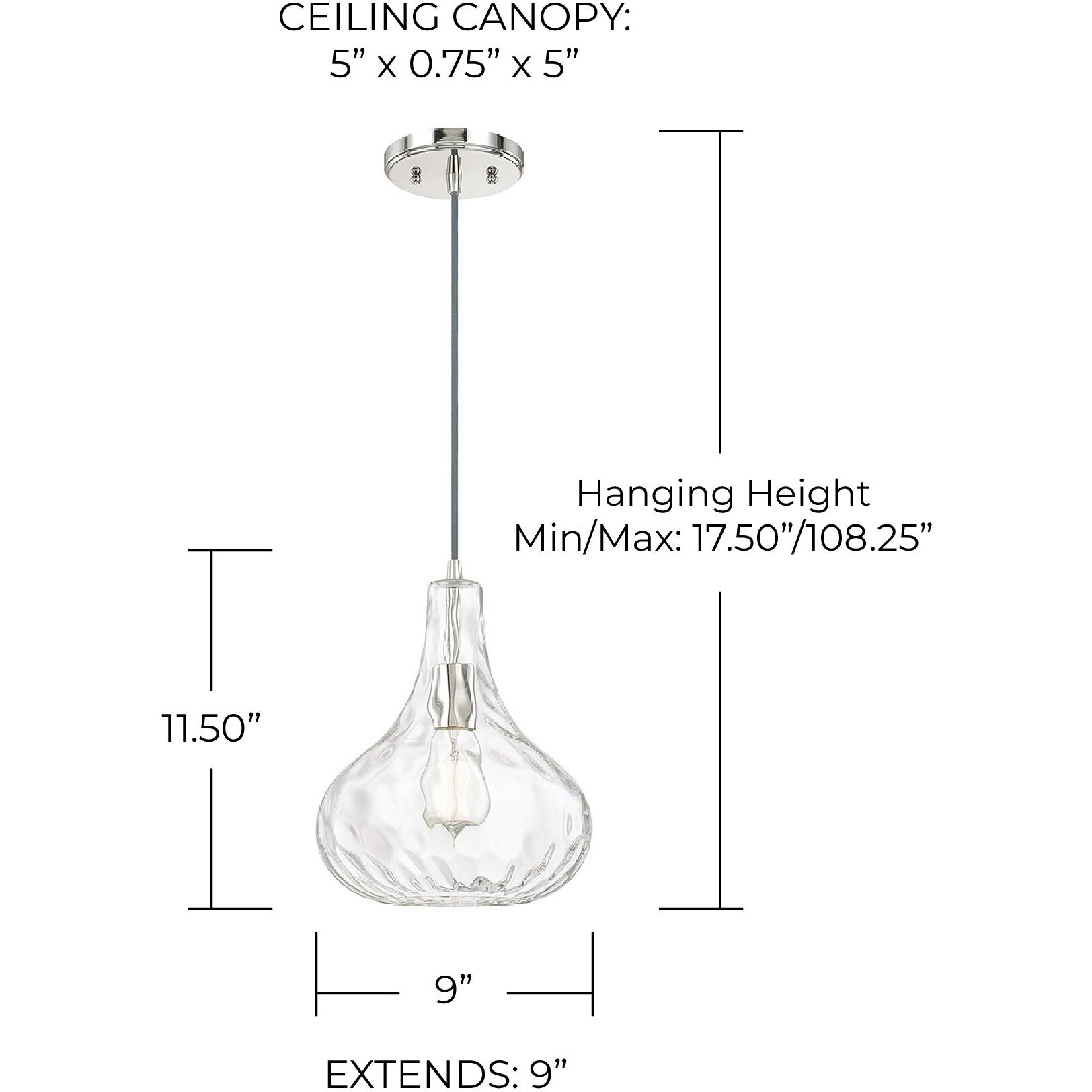 Elijah 1 Light 9 inch Polished Nickel Pendant Ceiling Light