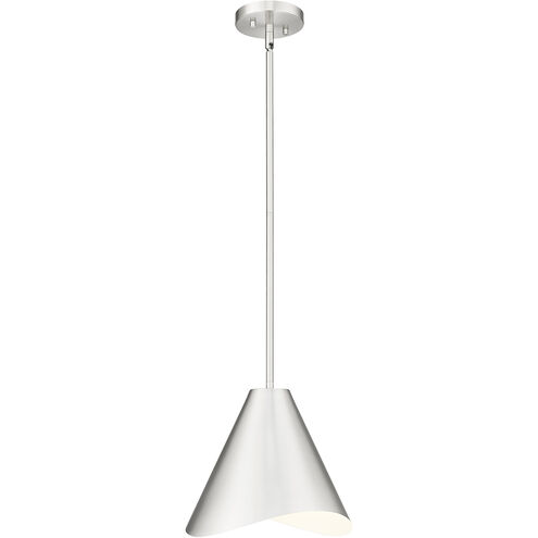 Aria 1 Light 12 inch Brushed Nickel Pendant Ceiling Light in Brushed Nickel & Inner White