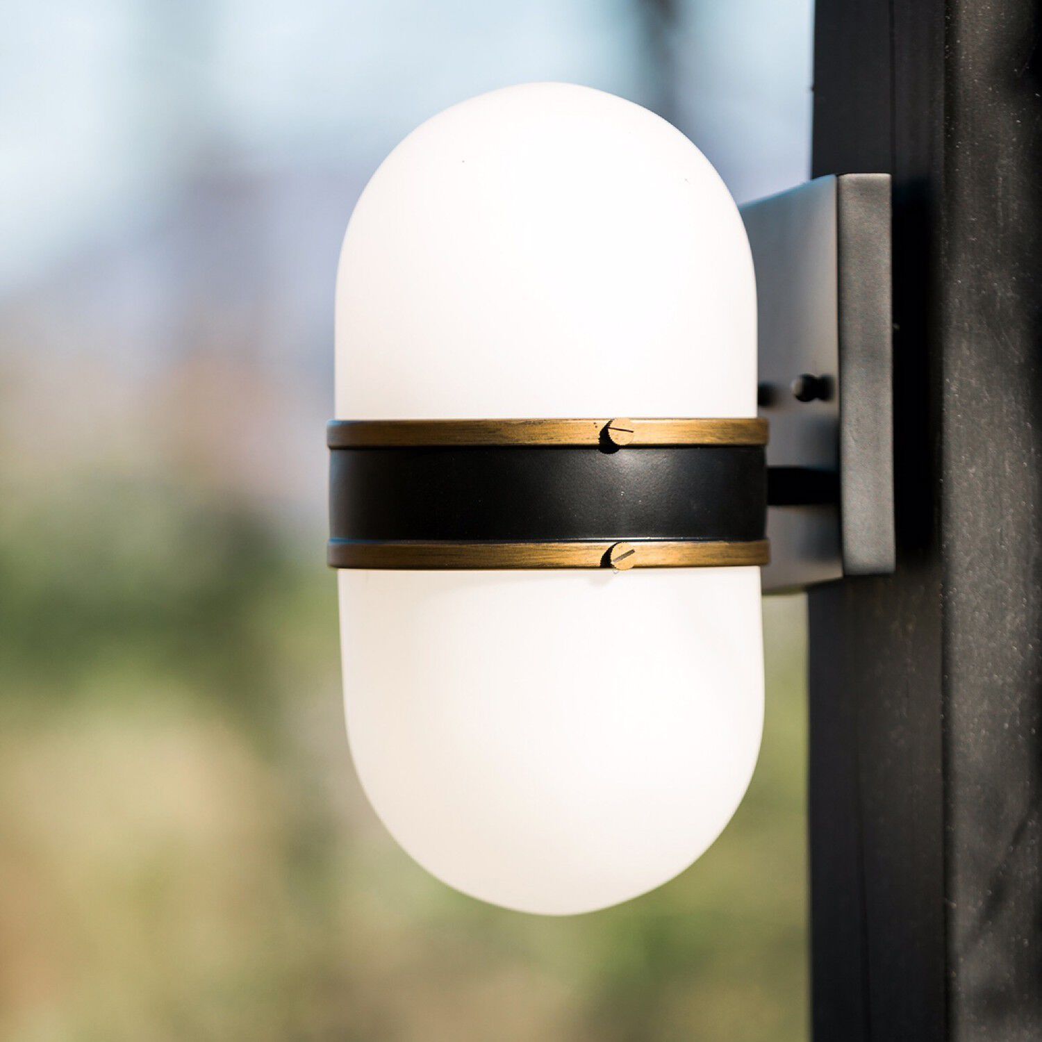 Capsule 1 Light 10 inch Matte Black/Textured Gold Outdoor Sconce, Brian Patrick Flynn