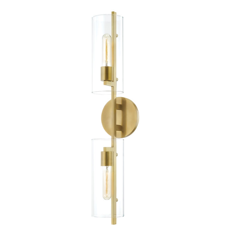 Ariel 2 Light 6 inch Aged Brass Wall Sconce Wall Light