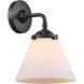 Nouveau Large Cone 1 Light 8 inch Oil Rubbed Bronze Sconce Wall Light in Matte White Glass, Nouveau