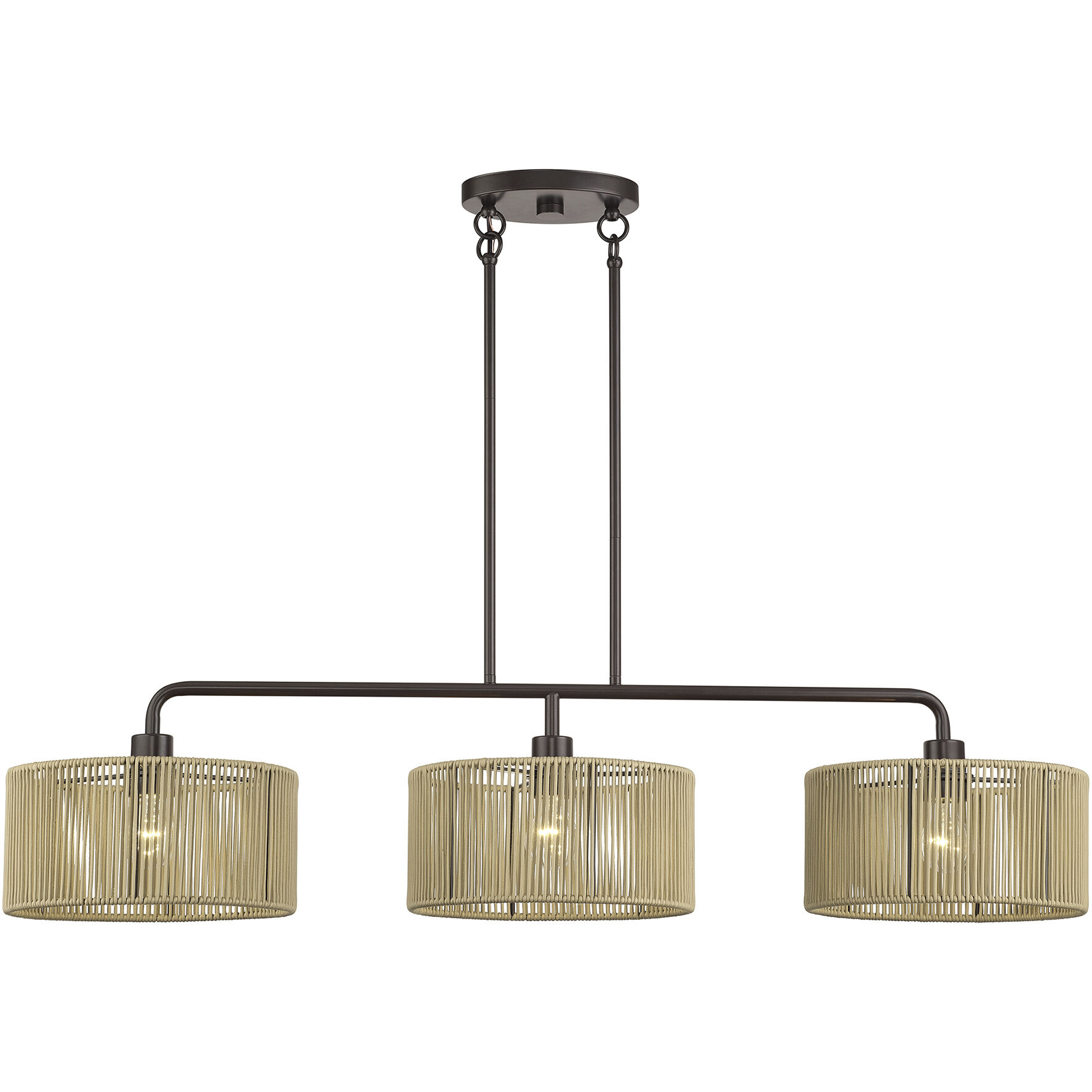 Goldiemesh 3 Light 46 inch English Bronze Linear Chandelier Ceiling Light, Extra Large