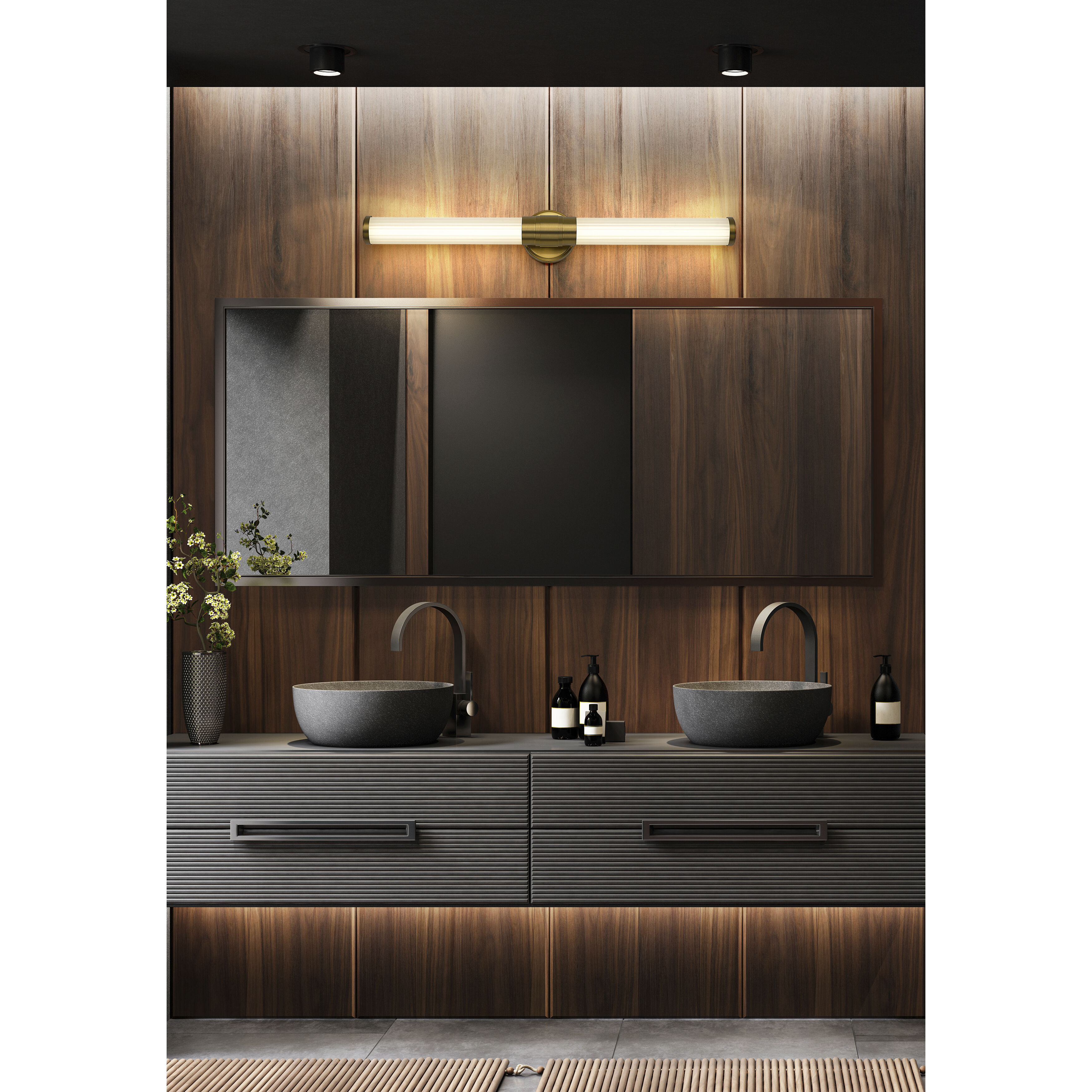 Warwick LED 32.5 inch Modern Gold Bathroom Vanity Wall Light