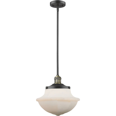 Franklin Restoration Oxford 1 Light 12 inch Black Antique Brass Mini Pendant Ceiling Light in Incandescent, Matte White, Franklin Restoration
