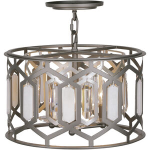 Hexly 3 Light 16 inch Bronze and Sultry Silver Semi Flush Mount Ceiling Light