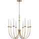 Neville 8 Light 28 inch Natural Brass with Bleached White Wood and Off White Chandelier Ceiling Light