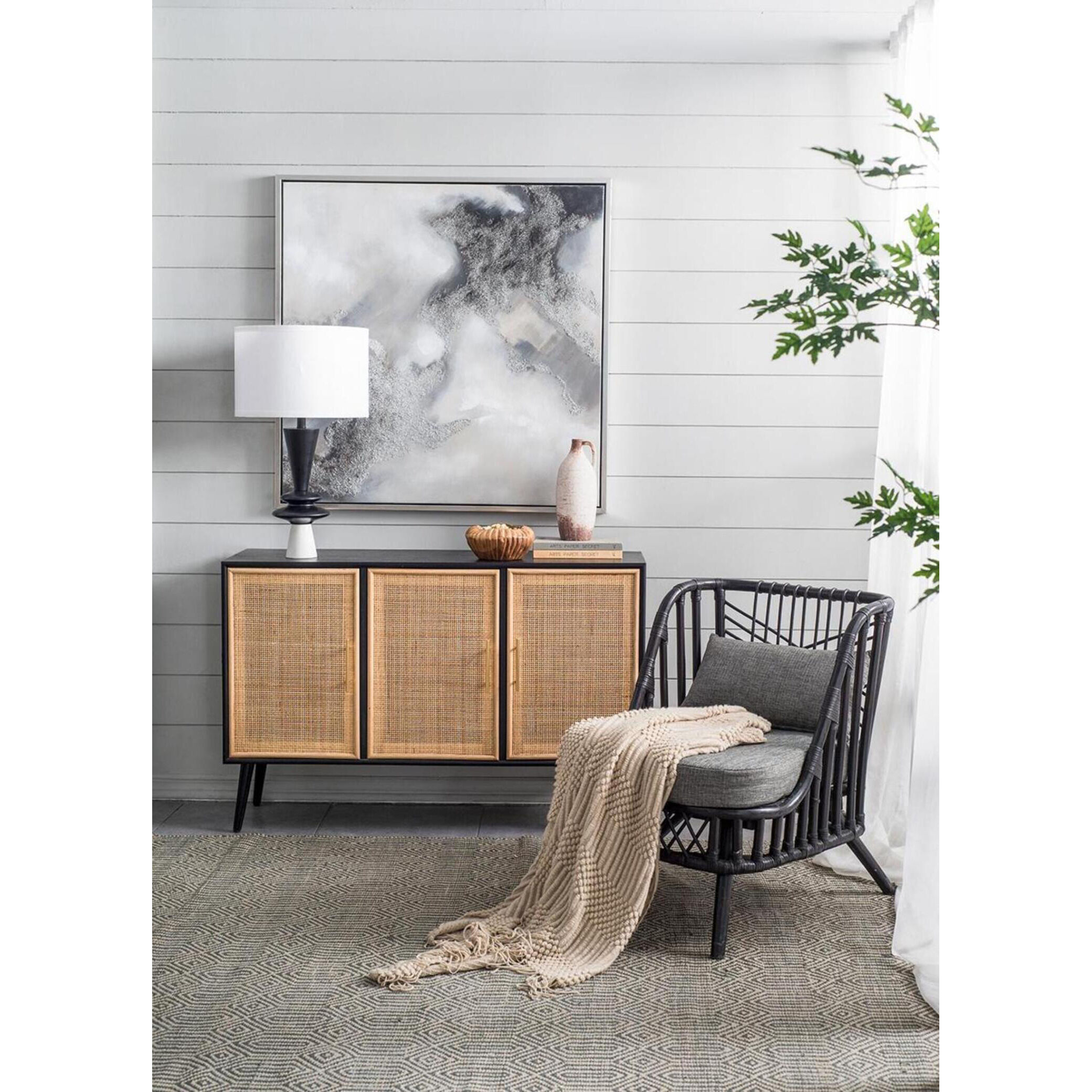 Pagar Natural and Grey Chair, With Cushion