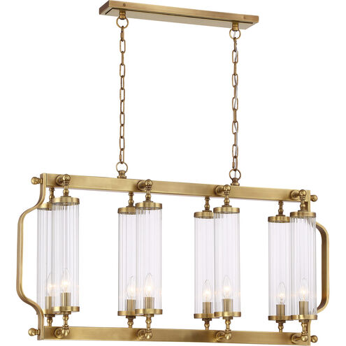 Regis 8 Light 10 inch Aged Brass with Fluted Glass Chandelier Ceiling Light