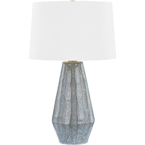 Alloway 31 inch 15 watt Aged Brass and Ceramic Swept Coast Table Lamp Portable Light