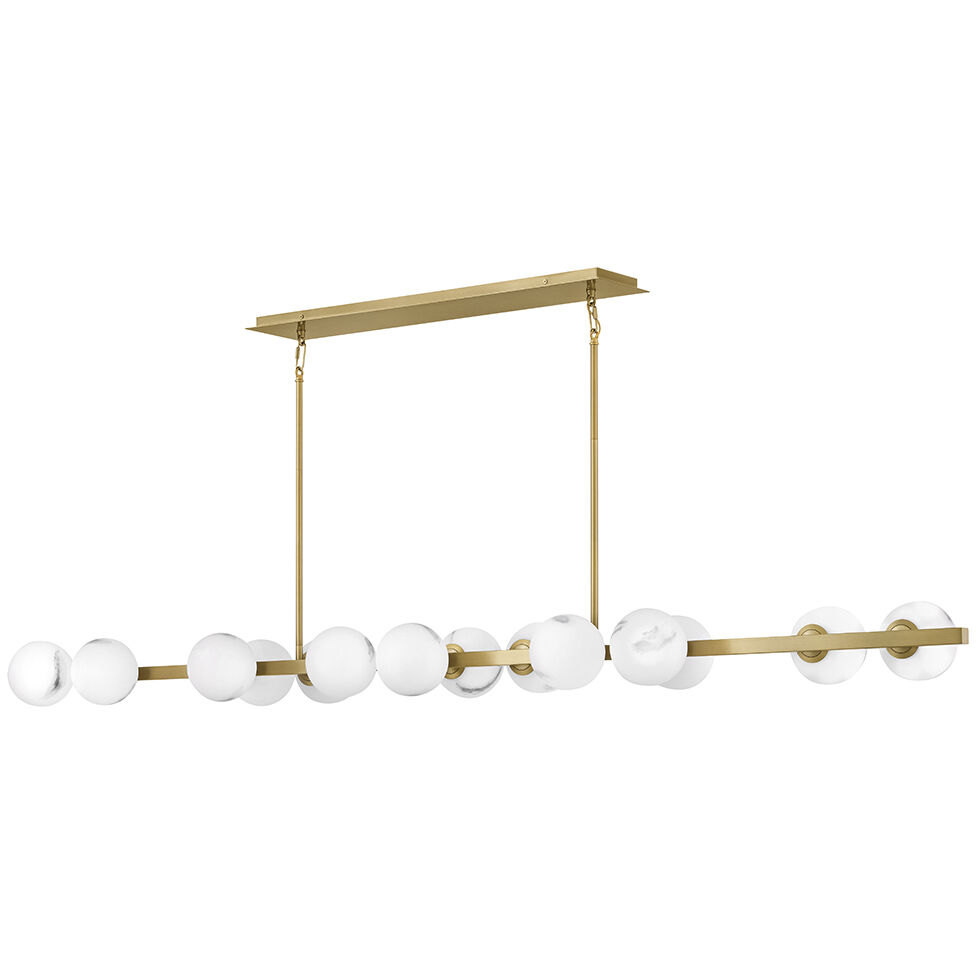 Selene 14 Light 74 inch Lacquered Brass Linear Pendant Ceiling Light